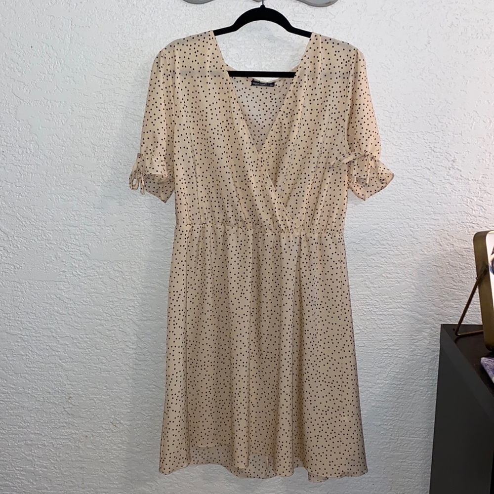 SHEIN Plus Size Polka Dot Surplice Front Dress